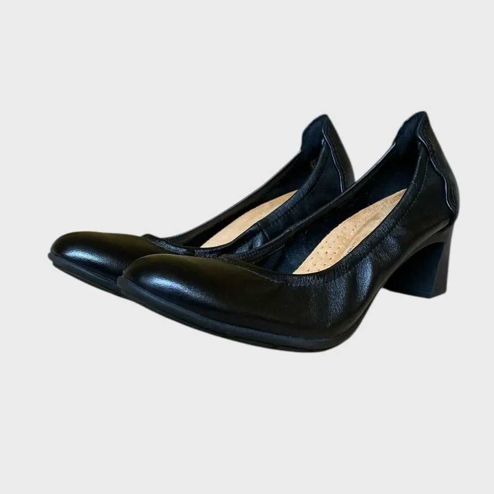Clarks Neiley Pearl Women's Slip-On Pumps Heels Size 10 Black Leather Shoes